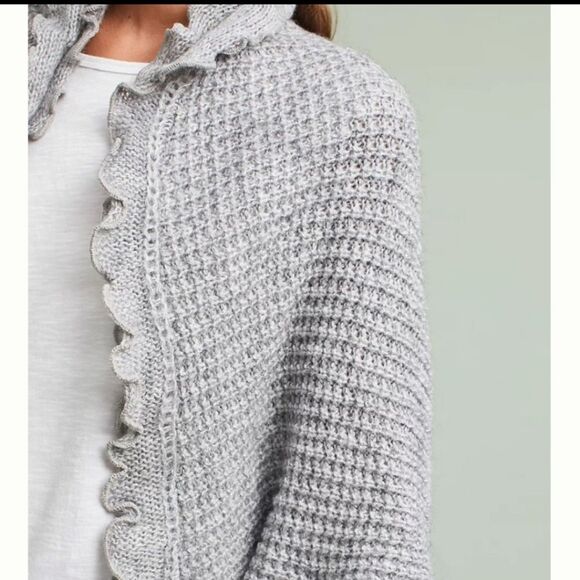 Anthropologie Moth Wool Blend Rocia Ruffle Sweater Cardigan Size XS - Picture 3 of 12